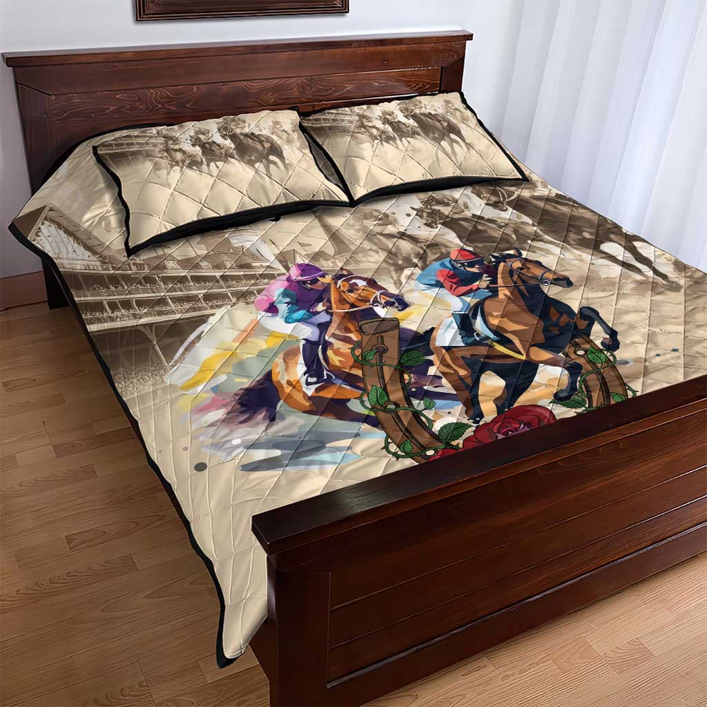 Personalized Kentucky Horse Race Quilt Bed Set Race for Rosse