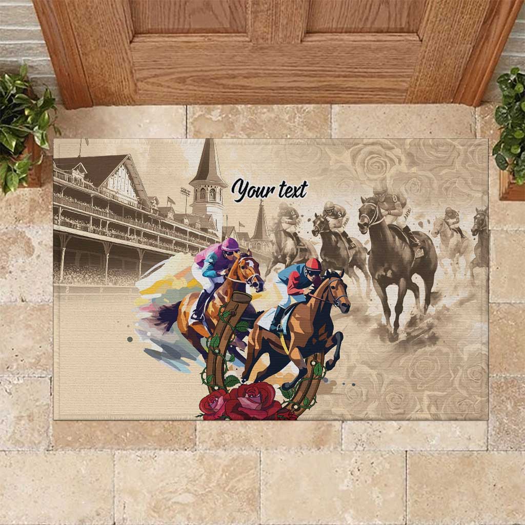 Personalized Kentucky Horse Race Rubber Doormat Race for Rosse