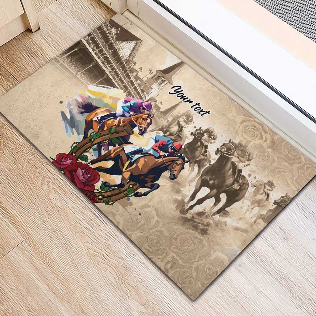 Personalized Kentucky Horse Race Rubber Doormat Race for Rosse