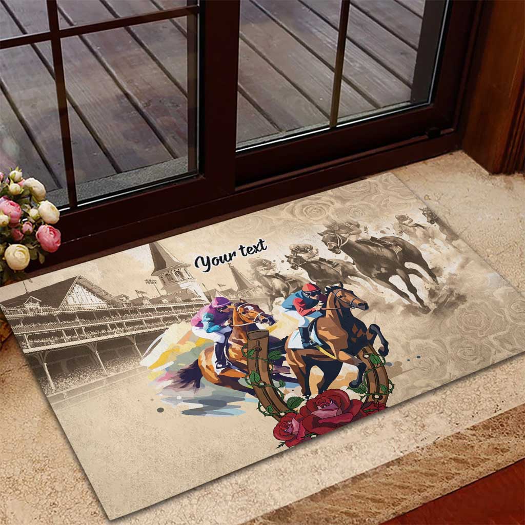 Personalized Kentucky Horse Race Rubber Doormat Race for Rosse