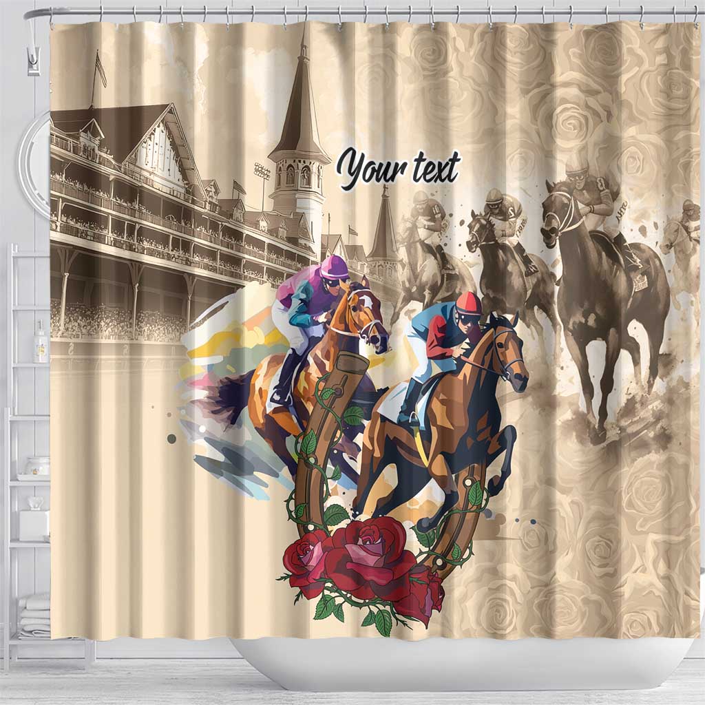 Personalized Kentucky Horse Race Shower Curtain Race for Rosse