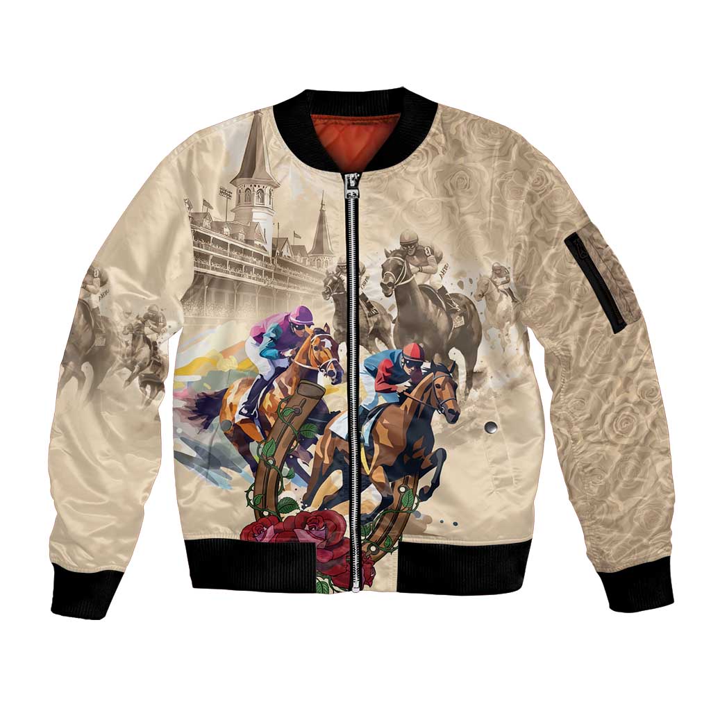 Personalized Kentucky Horse Race Sleeve Zip Bomber Jacket Race for Rosse