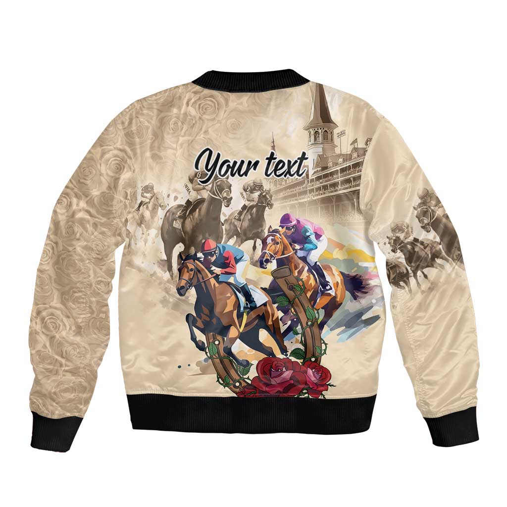 Personalized Kentucky Horse Race Sleeve Zip Bomber Jacket Race for Rosse