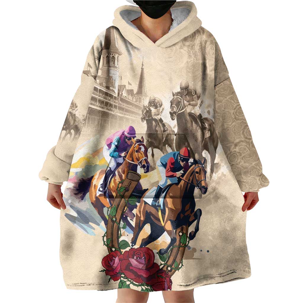 Personalized Kentucky Horse Race Wearable Blanket Hoodie Race for Rosse