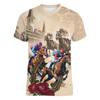 Personalized Kentucky Horse Race Women V-Neck T-Shirt Race for Rosse