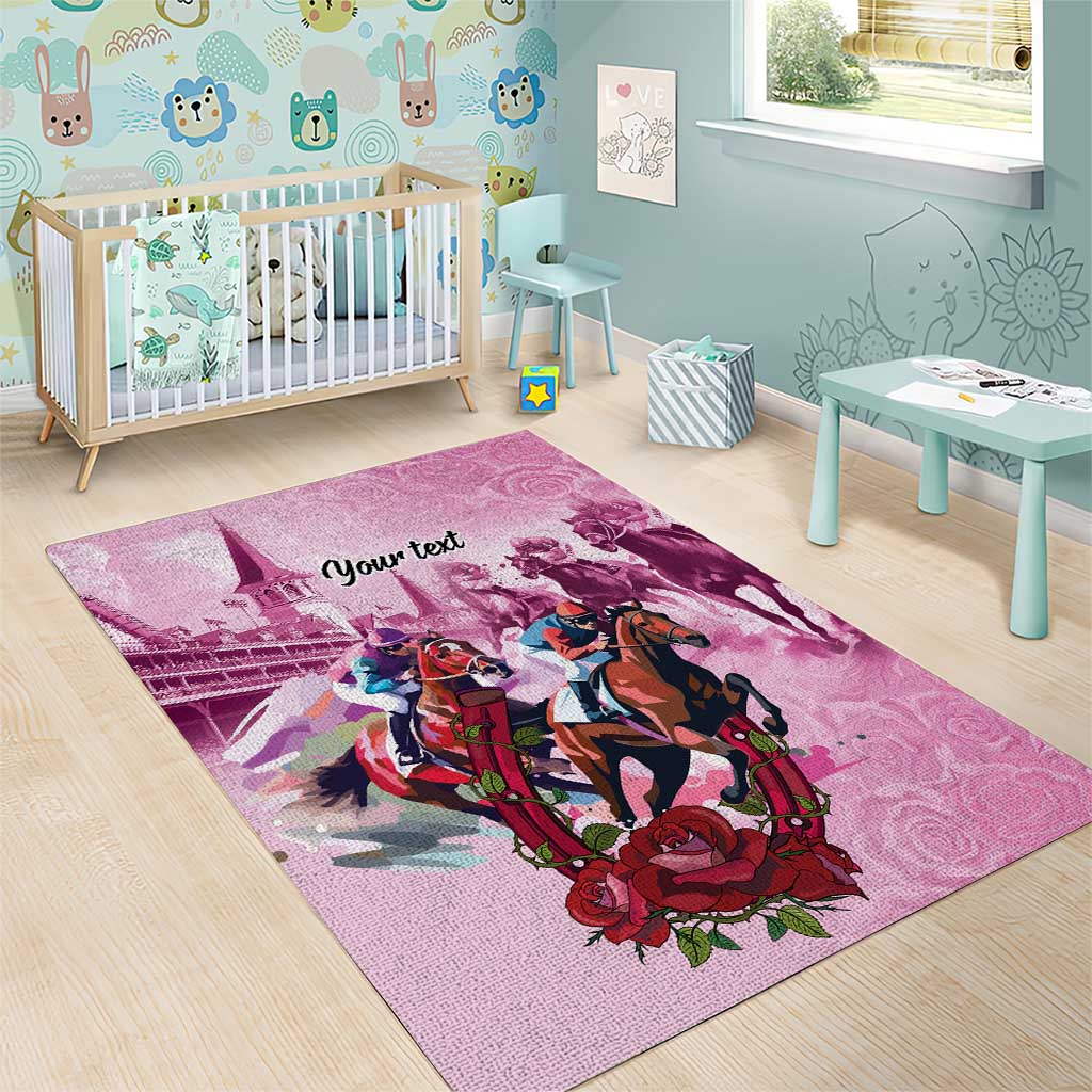 Personalized Kentucky Horse Race Area Rug Pink Out Party