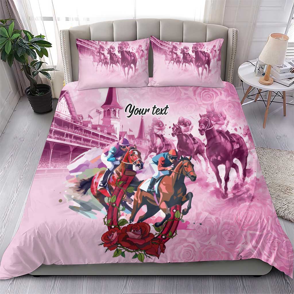 Personalized Kentucky Horse Race Bedding Set Pink Out Party