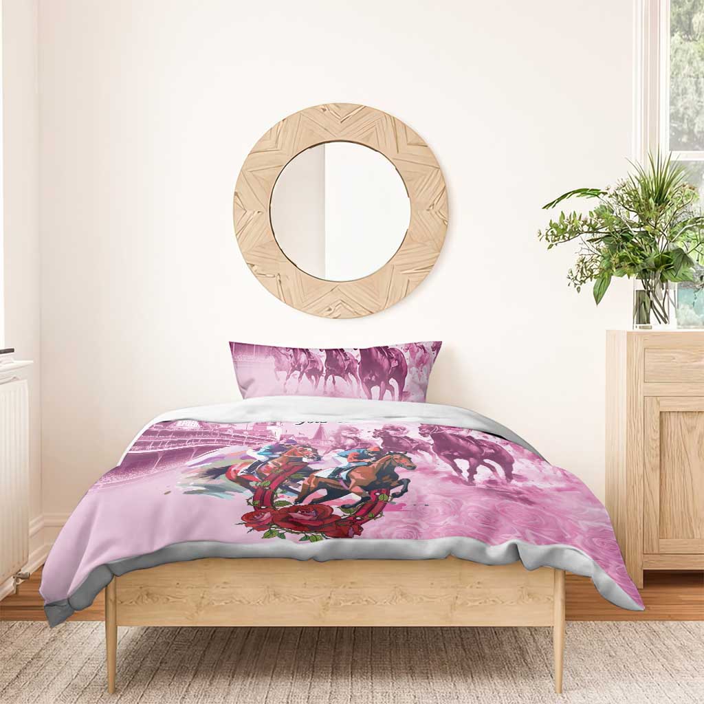 Personalized Kentucky Horse Race Bedding Set Pink Out Party
