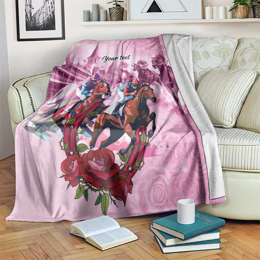 Personalized Kentucky Horse Race Blanket Pink Out Party