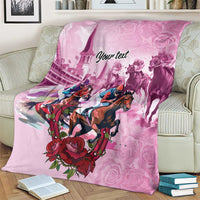 Personalized Kentucky Horse Race Blanket Pink Out Party