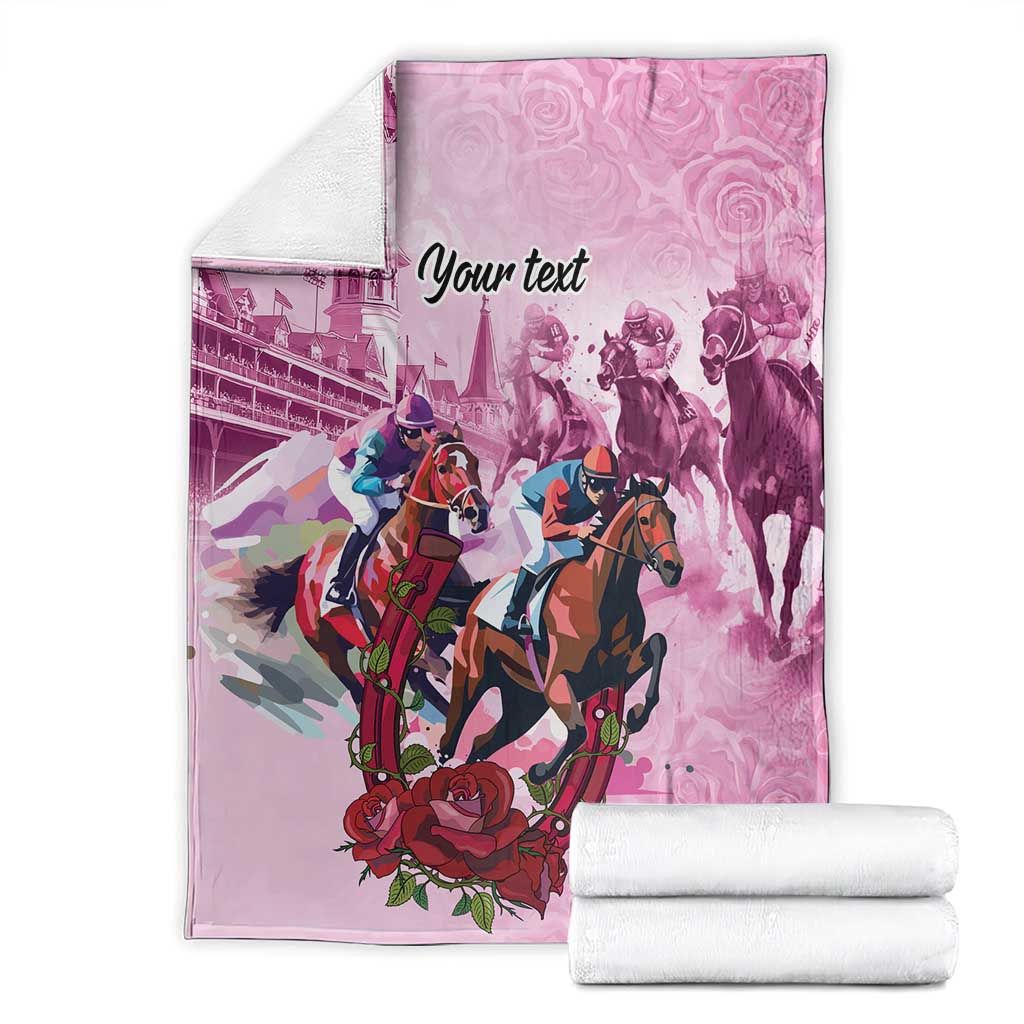Personalized Kentucky Horse Race Blanket Pink Out Party