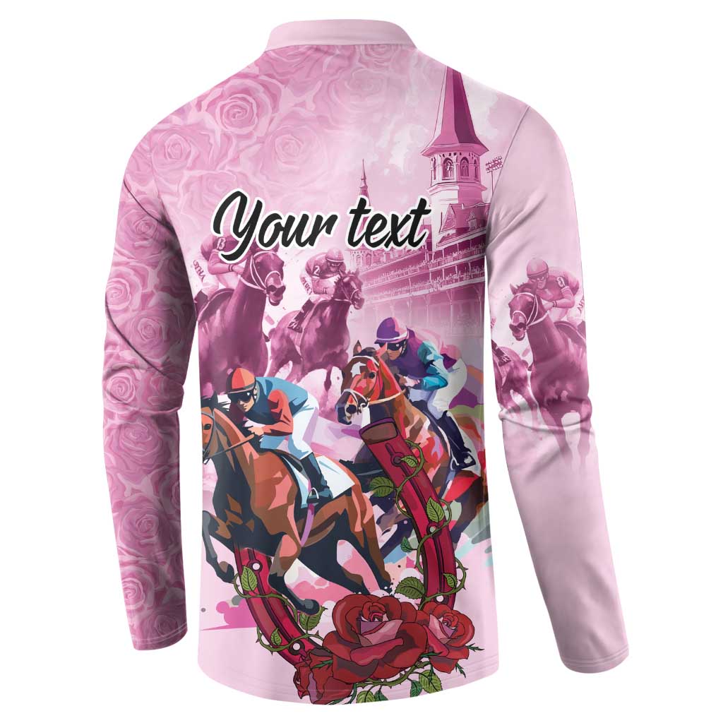Personalized Kentucky Horse Race Button Sweatshirt Pink Out Party