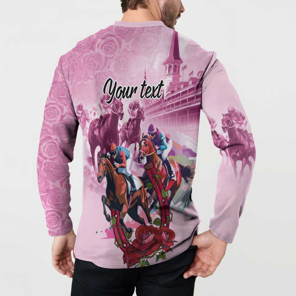 Personalized Kentucky Horse Race Button Sweatshirt Pink Out Party