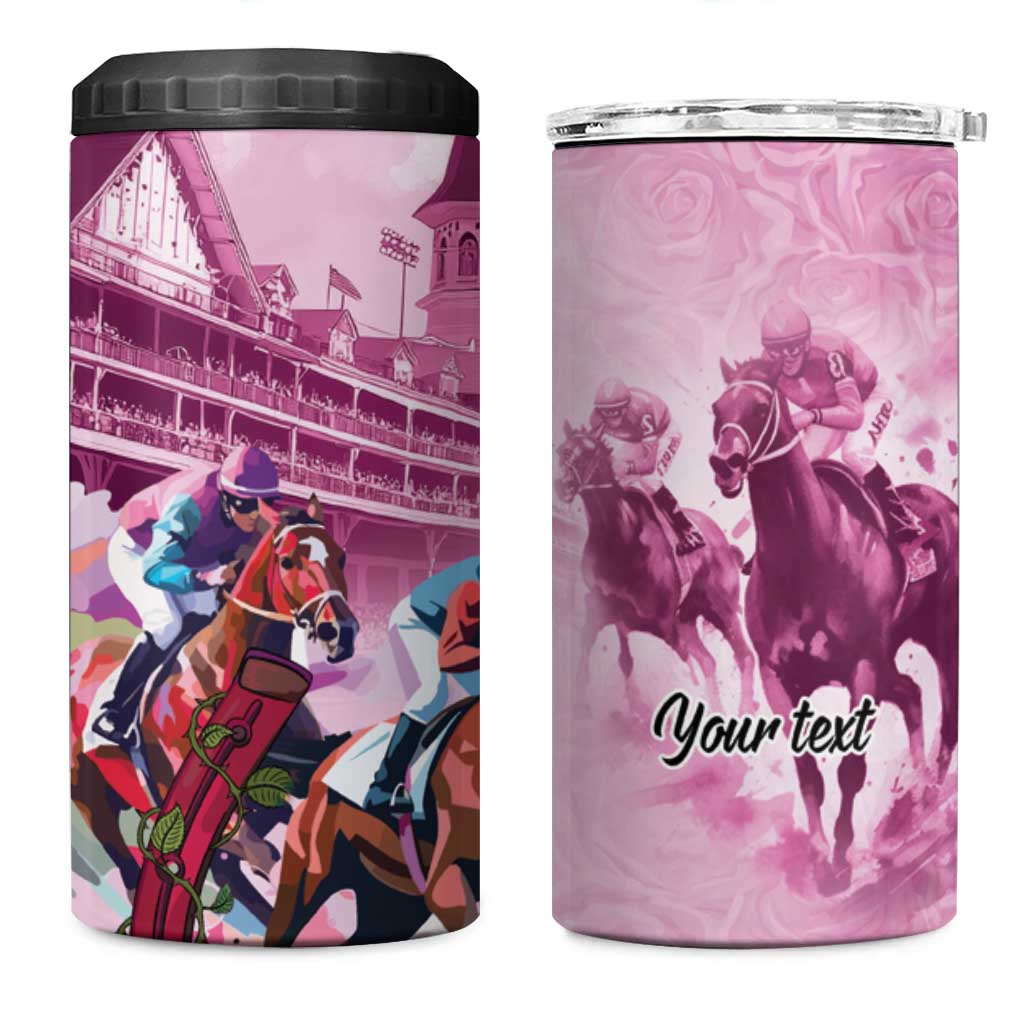 Personalized Kentucky Horse Race 4 in 1 Can Cooler Tumbler Pink Out Party