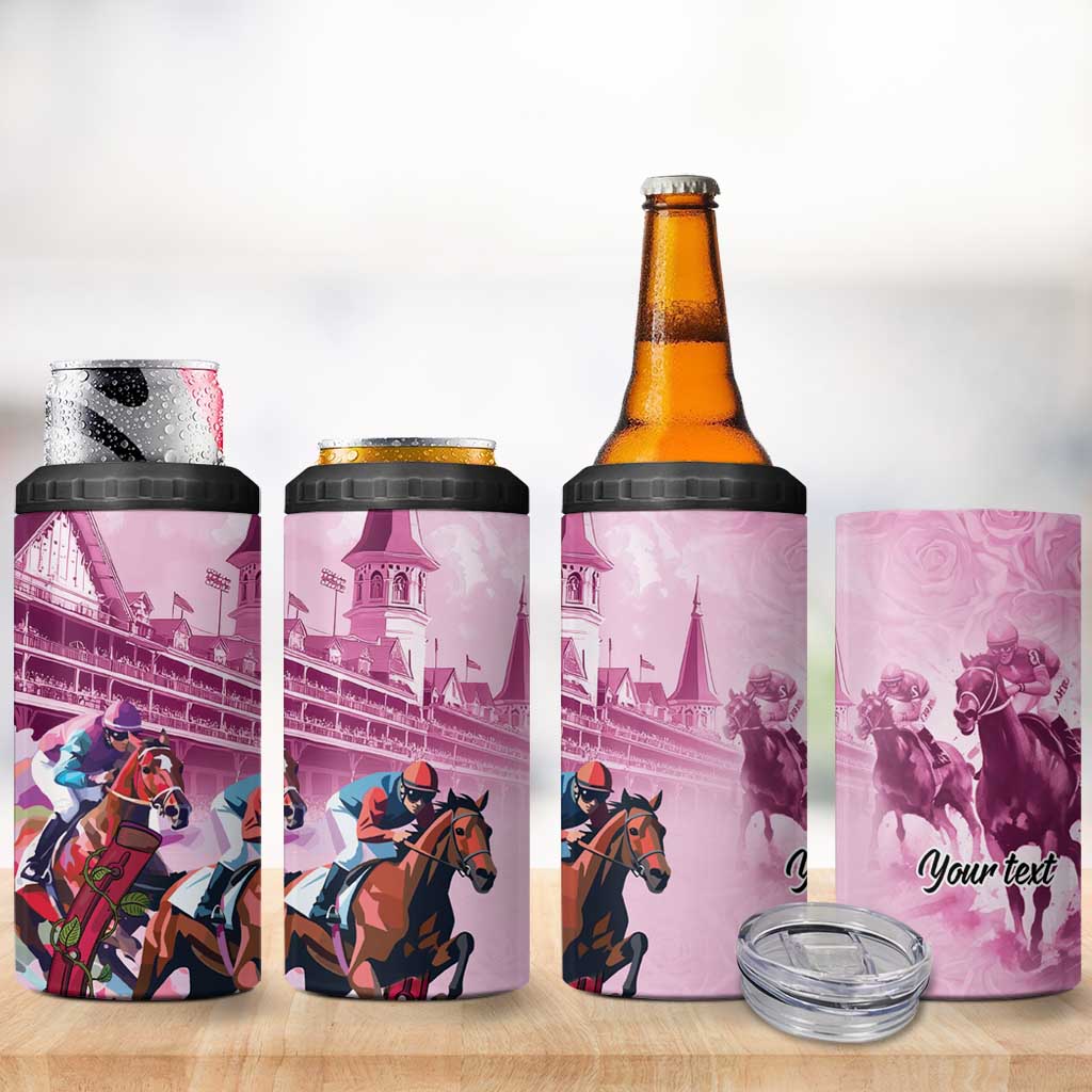 Personalized Kentucky Horse Race 4 in 1 Can Cooler Tumbler Pink Out Party
