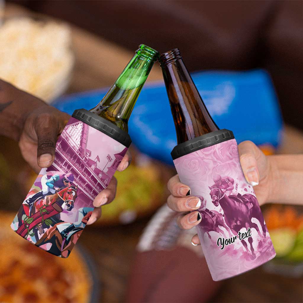 Personalized Kentucky Horse Race 4 in 1 Can Cooler Tumbler Pink Out Party