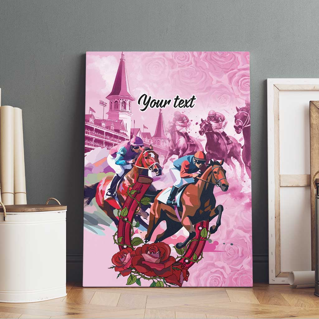 Personalized Kentucky Horse Race Canvas Wall Art Pink Out Party