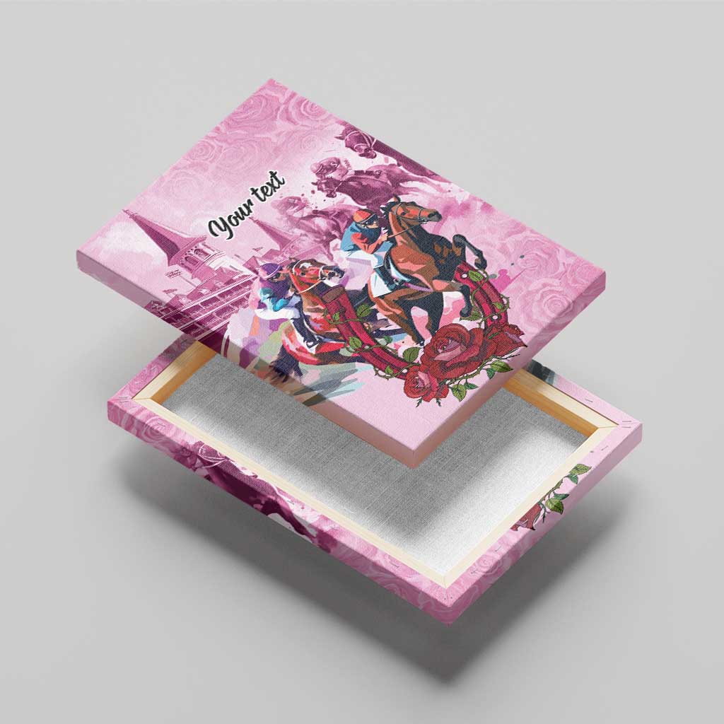 Personalized Kentucky Horse Race Canvas Wall Art Pink Out Party