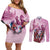 Personalized Kentucky Horse Race Couples Matching Off Shoulder Short Dress and Long Sleeve Button Shirt Pink Out Party