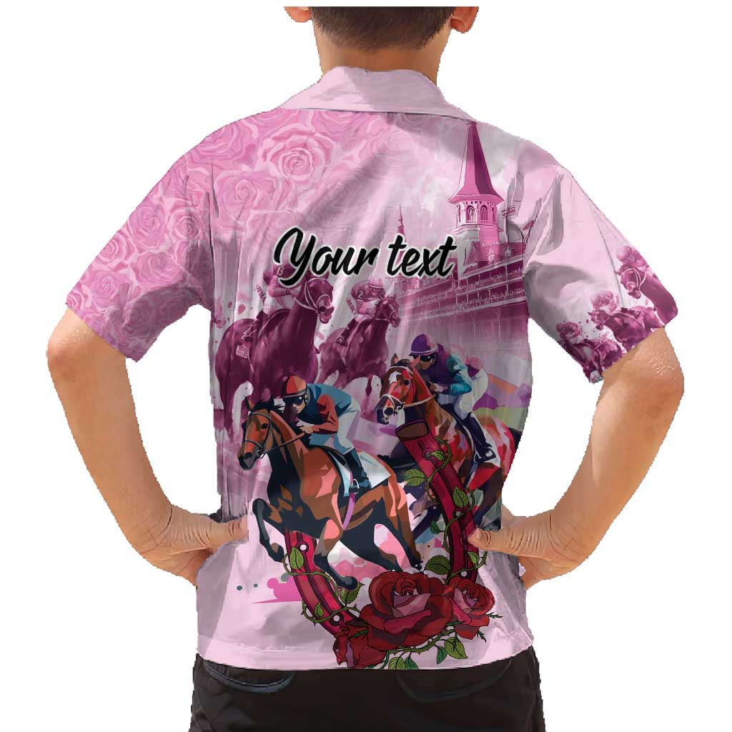 Personalized Kentucky Horse Race Family Matching Mermaid Dress and Hawaiian Shirt Pink Out Party