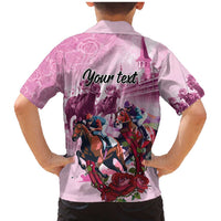 Personalized Kentucky Horse Race Family Matching Mermaid Dress and Hawaiian Shirt Pink Out Party