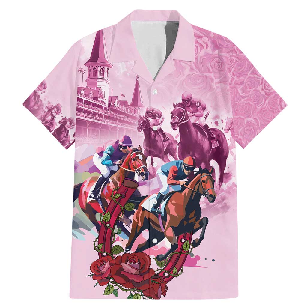 Personalized Kentucky Horse Race Family Matching Mermaid Dress and Hawaiian Shirt Pink Out Party