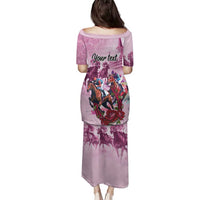 Personalized Kentucky Horse Race Family Matching Puletasi and Hawaiian Shirt Pink Out Party
