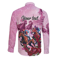 Personalized Kentucky Horse Race Family Matching Short Sleeve Bodycon Dress and Hawaiian Shirt Pink Out Party