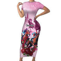 Personalized Kentucky Horse Race Family Matching Short Sleeve Bodycon Dress and Hawaiian Shirt Pink Out Party