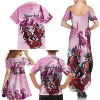 Personalized Kentucky Horse Race Family Matching Summer Maxi Dress and Hawaiian Shirt Pink Out Party