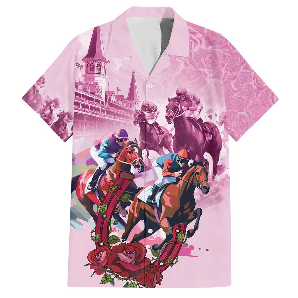 Personalized Kentucky Horse Race Family Matching Summer Maxi Dress and Hawaiian Shirt Pink Out Party