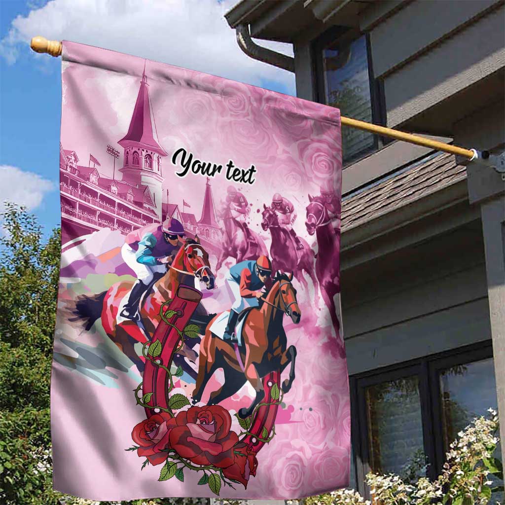 Personalized Kentucky Horse Race Garden Flag Pink Out Party