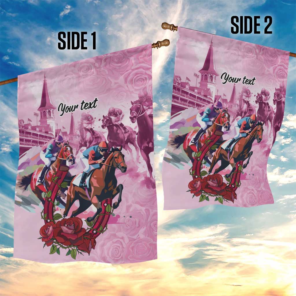Personalized Kentucky Horse Race Garden Flag Pink Out Party