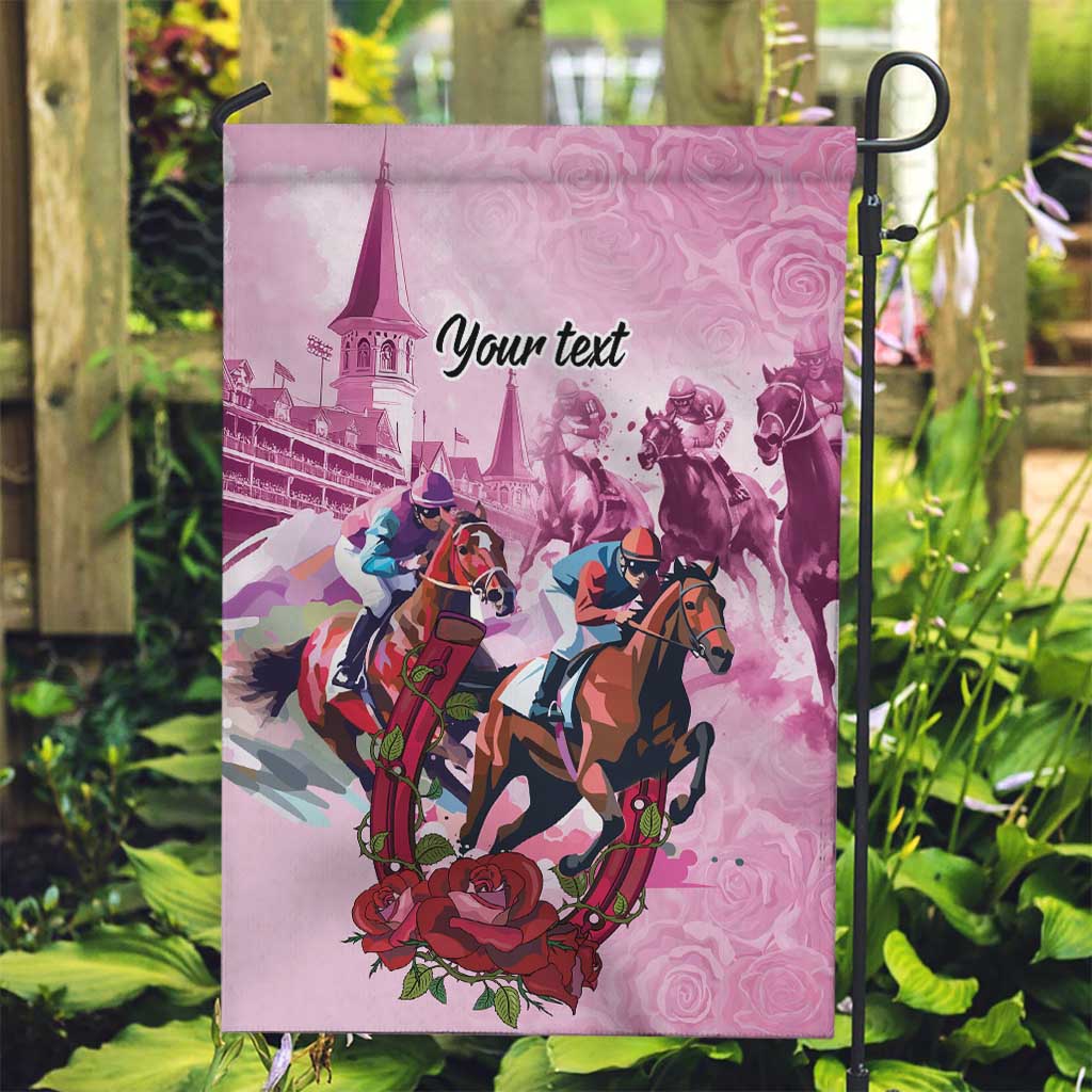 Personalized Kentucky Horse Race Garden Flag Pink Out Party