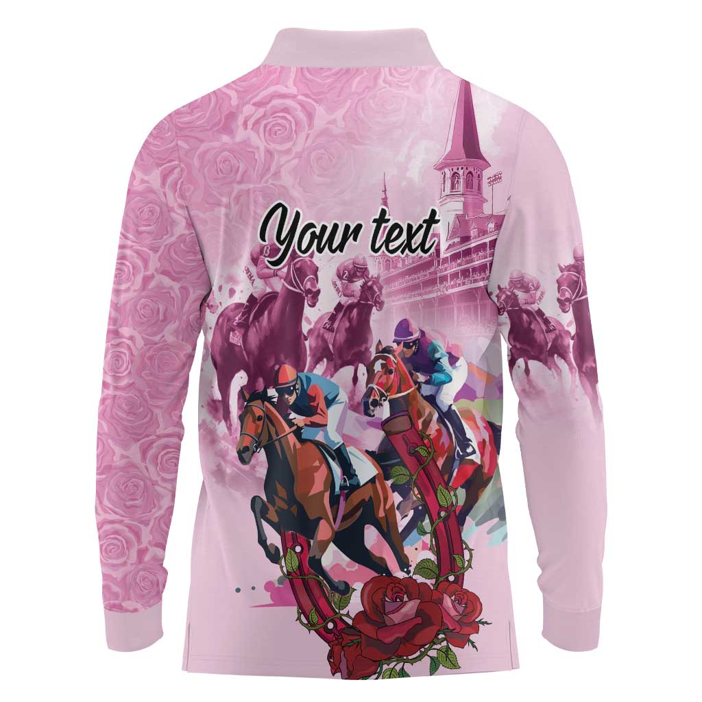 Personalized Kentucky Horse Race Long Sleeve Polo Shirt Pink Out Party