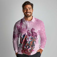 Personalized Kentucky Horse Race Long Sleeve Polo Shirt Pink Out Party