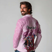 Personalized Kentucky Horse Race Long Sleeve Polo Shirt Pink Out Party