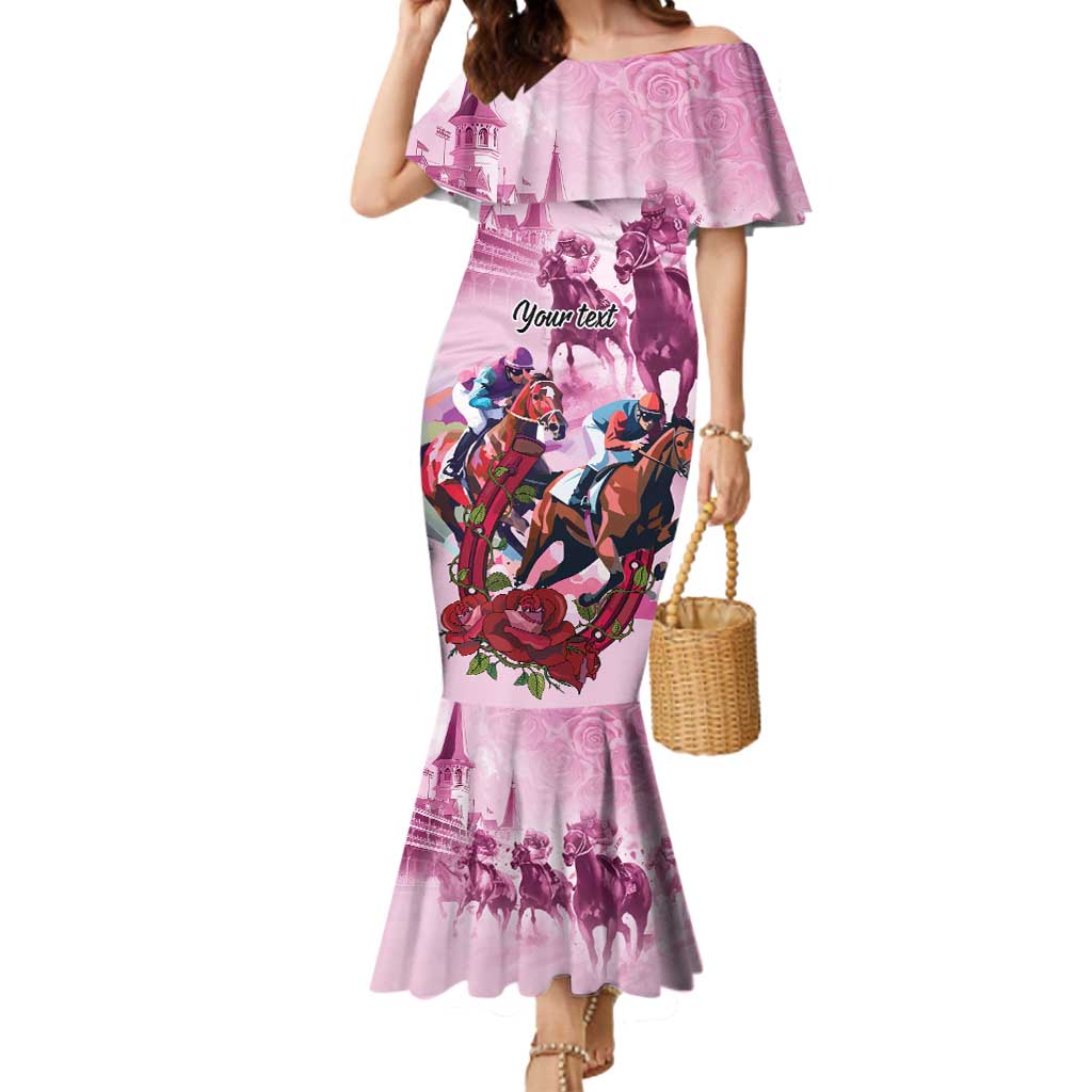 Personalized Kentucky Horse Race Mermaid Dress Pink Out Party
