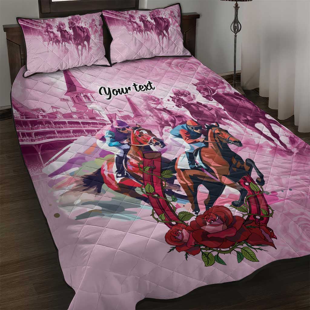 Personalized Kentucky Horse Race Quilt Bed Set Pink Out Party