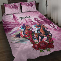 Personalized Kentucky Horse Race Quilt Bed Set Pink Out Party