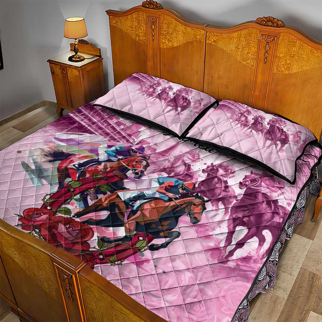 Personalized Kentucky Horse Race Quilt Bed Set Pink Out Party