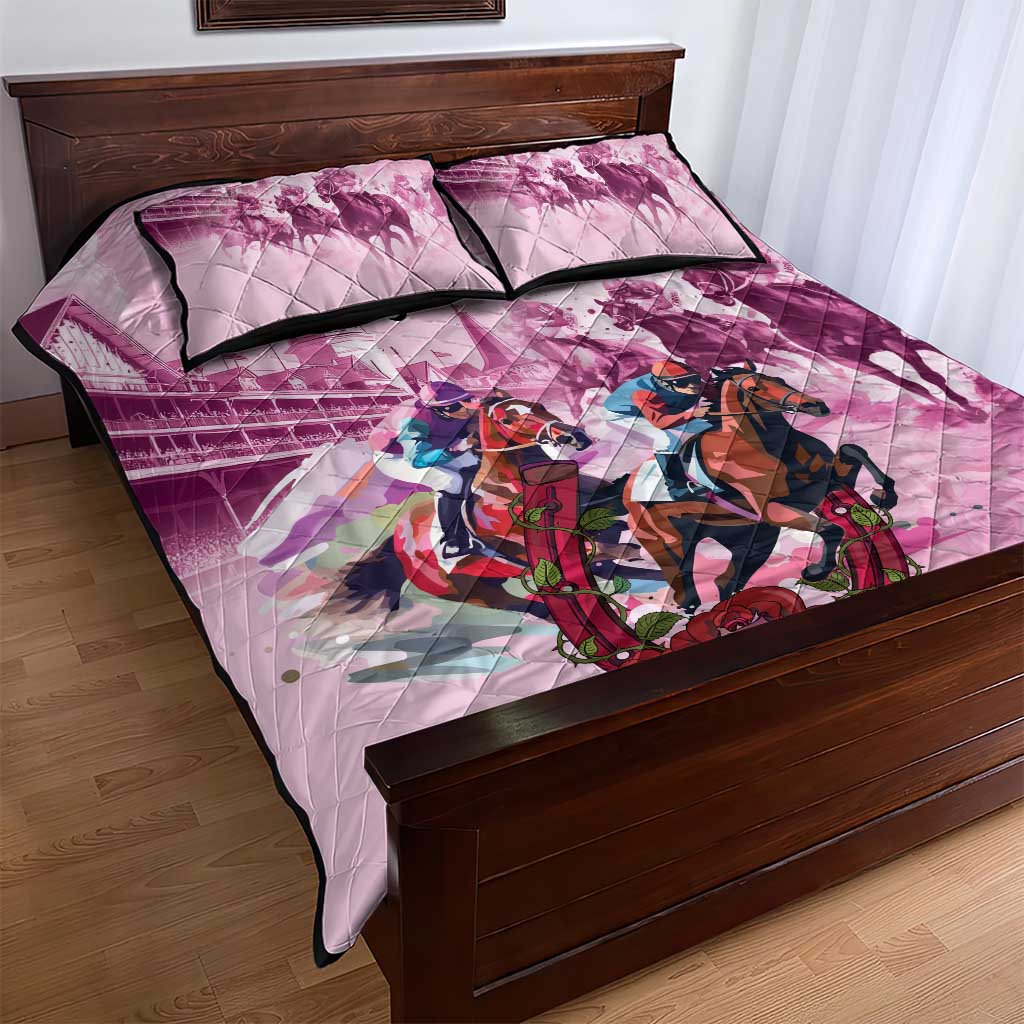 Personalized Kentucky Horse Race Quilt Bed Set Pink Out Party