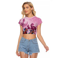 Personalized Kentucky Horse Race Raglan Cropped T Shirt Pink Out Party