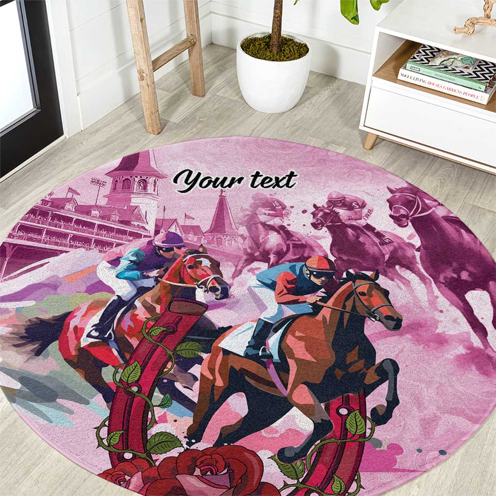 Personalized Kentucky Horse Race Round Carpet Pink Out Party