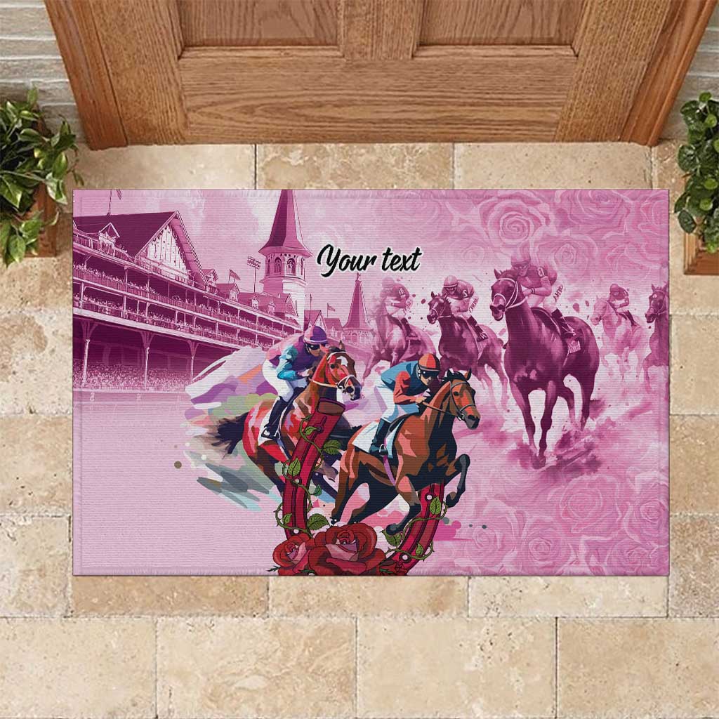 Personalized Kentucky Horse Race Rubber Doormat Pink Out Party