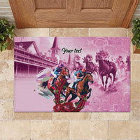 Personalized Kentucky Horse Race Rubber Doormat Pink Out Party