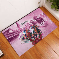 Personalized Kentucky Horse Race Rubber Doormat Pink Out Party