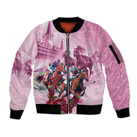 Personalized Kentucky Horse Race Sleeve Zip Bomber Jacket Pink Out Party