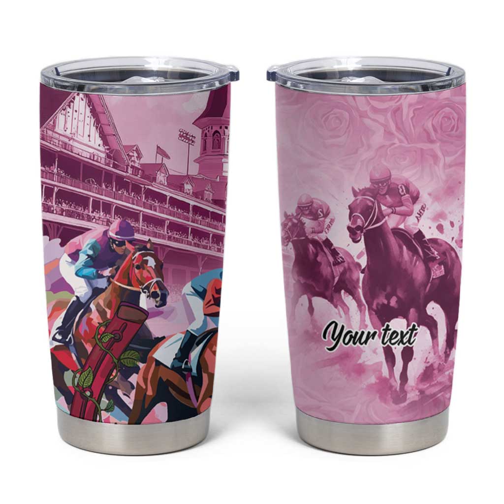 Personalized Kentucky Horse Race Tumbler Cup Pink Out Party