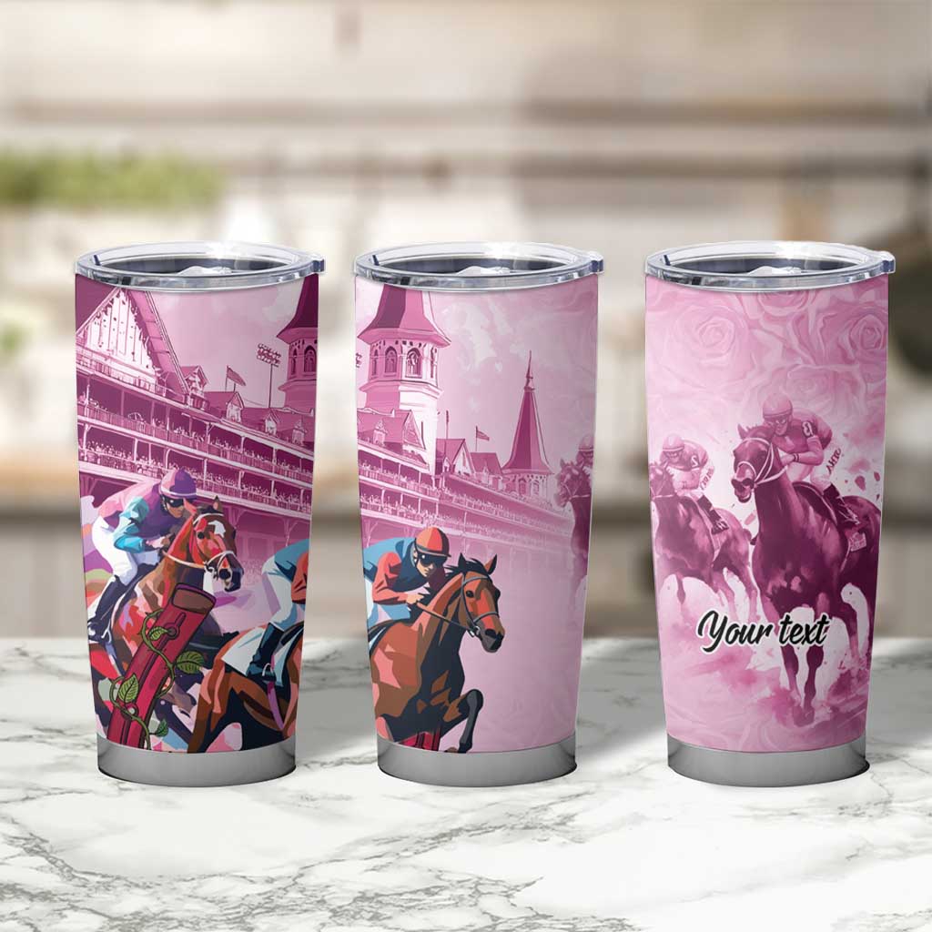 Personalized Kentucky Horse Race Tumbler Cup Pink Out Party